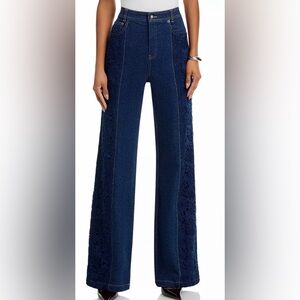 cinq a sept Deep Navy Lace-Panel Wide-Leg Jeans